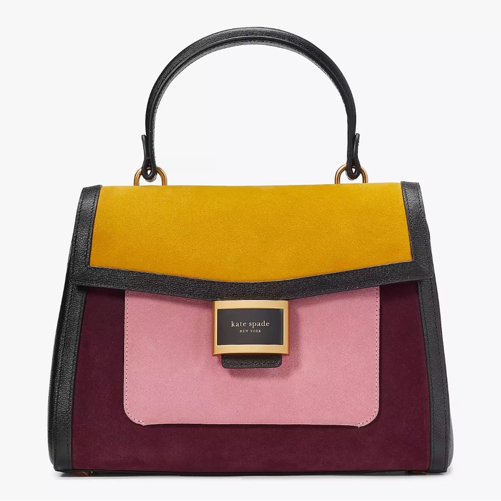 Katy Colorblocked Suede Medium Top-handle Bag